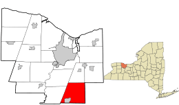 Location in Monroe County and the state of New York.