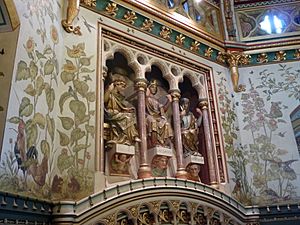 Three Fates chimneypiece, drawing room of Castell Coch