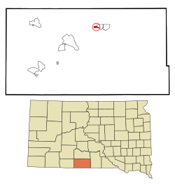 Location in Todd County and the state of South Dakota