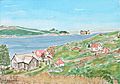 2000-02-20 - 'L'Île de Bonaventure et le Rocher Percé' - Aquarelle de Marie-Claire Lefébure