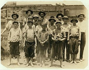 Group of boys working in the Williamston Mill