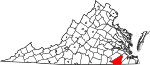 State map highlighting Southampton County