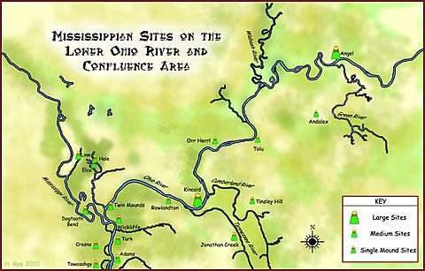 Mississippian sites on Lower Ohio Map HRoe 2010