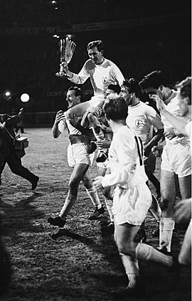 Spurs team with the Cup Winners' Cup trophy 1963