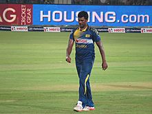 Thisara Perera getting ready to bowl