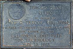 Throop Peak Plaque