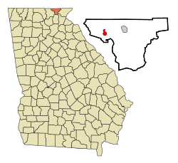 Location in Towns County and the state of Georgia