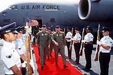 General Merrill McPeak during the delivery of U.S. Air Force first Boeing C-17 Globemaster III