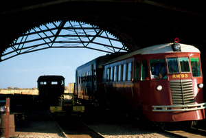 Historic Gulflander train in the locomotive shed at Normanton in the Gulflands 1984