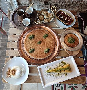 Knafeh in Jaffa cafe