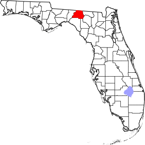 Map of Florida highlighting Madison County