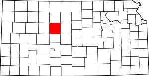 Map of Kansas highlighting Ellis County