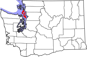 Map of Washington highlighting Island County