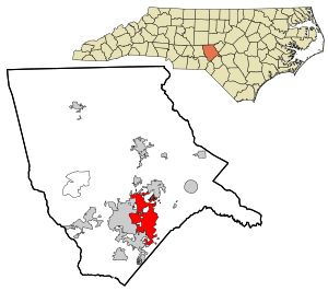 Location in Moore County and the state of North Carolina.