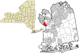 Location in Nassau County and the state of New York.