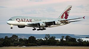 Qatar Airways Airbus A380 A7-APD Perth 2023 (01)