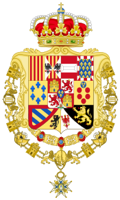 Royal Greater Coat of Arms of Spain (1761-1868 and 1874-1931) Version with Golden Fleece and Order of Charles III Collars.svg