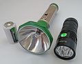 3x AA to D battery converter, MY DAY vintage flashlight, Sofirn SP36 flashlight