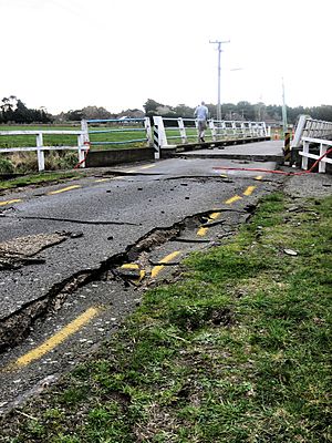 Earthquake damage - bridge over Styx River