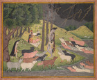 India, Pahari Hills, Bilaspur school, 18th century - Krishna Summoning the Cows - 1989.339 - Cleveland Museum of Art