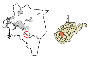 Location of Belle in Kanawha County, West Virginia.