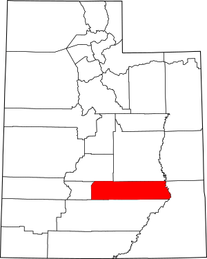 Map of Utah highlighting Wayne County