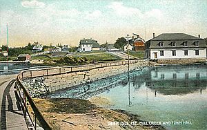 Mill Creek and Town Hall in 1907