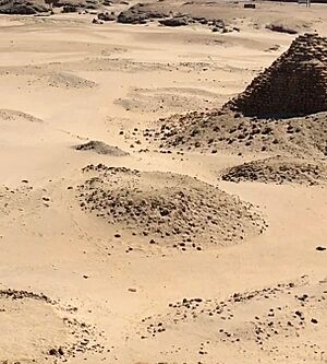 Ruins of pyramid Nuri 20 of Atlanersa (center) next to standing pyramid Nuri 2 of Amaniastabarqa