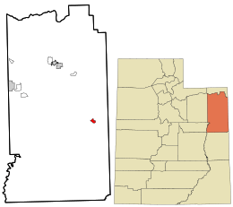 Location in Uintah County and the state of Utah