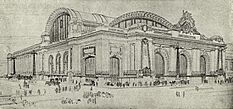 Exterior proposal for Grand Central, similar to the accepted design