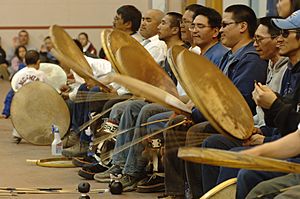 Inupiat drummers at Eskimo dance