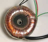 A small toroidal transformer.