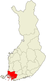 Finland Proper on a map of Finland