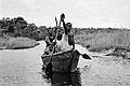 A family on a boat (black and white)