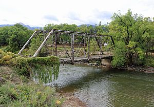 An abandoned bridge over the Arkansas River in Coaldale