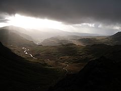 Bowfell summit towards Eskdale