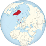 Denmark including autonomous territories on the globe (Europe centered).svg