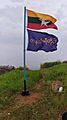 Flag of Myanmar and Tanintharyi Region at 1199 Mountain Peak