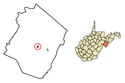 Location of Franklin in Pendleton County, West Virginia.