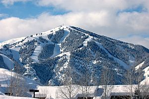 View of Bald Mountain fromSun Valley Lake in January 2006