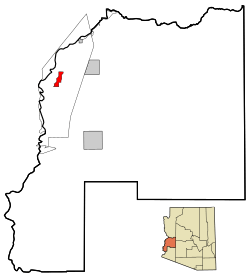 Location in La Paz County and the state of Arizona