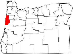 Map of Oregon highlighting Lincoln County