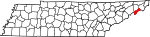 State map highlighting Unicoi County