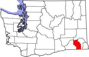 Map of Washington highlighting Columbia County