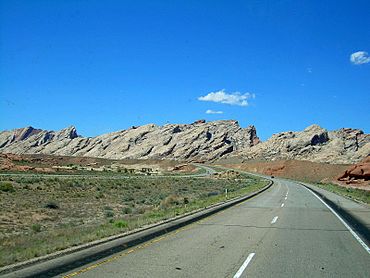 West I-70 through Utah approaching the San Rafael Reef