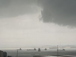 Bay of Gibraltar in a rainy day