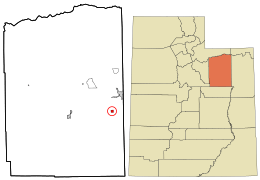 Location in Duchesne County and the state of Utah