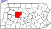 State map highlighting Clearfield County