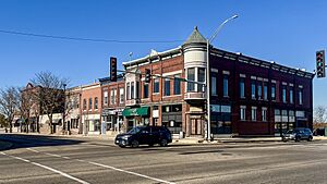 View of downtown buildings in Rock Falls, IL