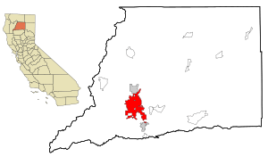 Location of Redding in Shasta County, California